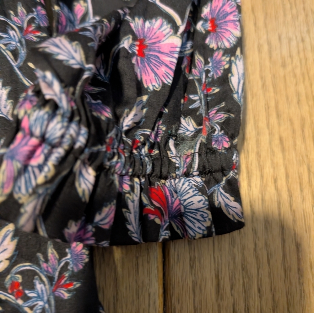 Nwt Women's Gap Black Ruffle Long Sleeve Midi Floral Dress Size Medium - Picture 5 of 7